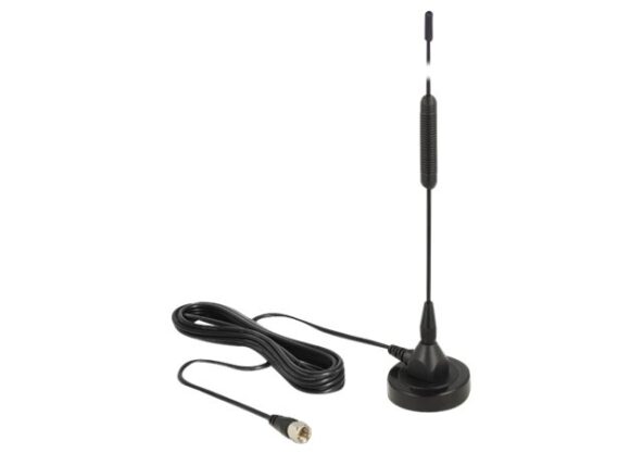 Delock DAB+ Antenna F Plug 0 dBi omnidirectional with magnetical stand fixed black