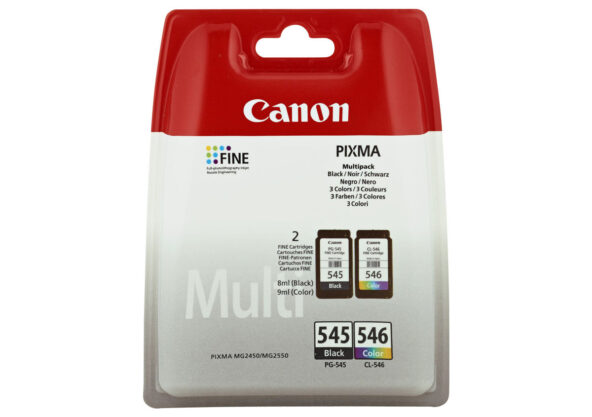 Canon PG 545 / CL-546 Multipack Sort Farve (cyan, magenta, gul) 180 sider