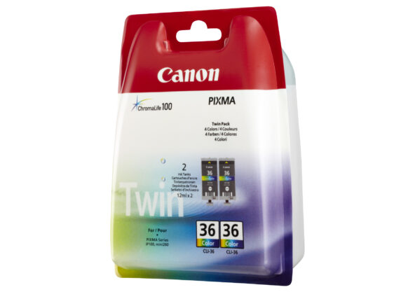 Canon CLI 36 Twin Pack Farve (cyan, magenta, gul) 249 sider