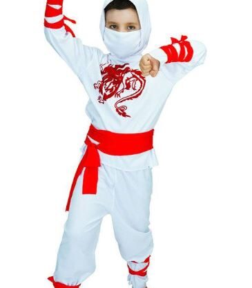 Hvid ninja kostume til børn
