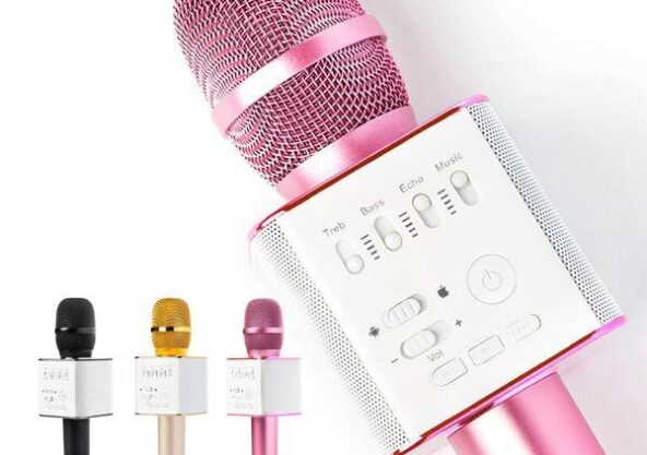 Karaoke Bluetooth Mikrofon med Højttalere (pink)