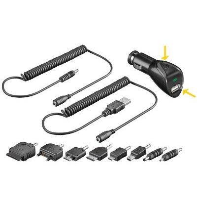 Goobay USB dual biloplader 12/24V 8 adapter sæt